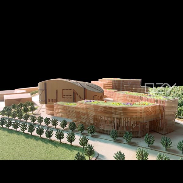 1:500 Scale Wooden School Model Handmade with Laser Cutting for Shenzhen Music Academy