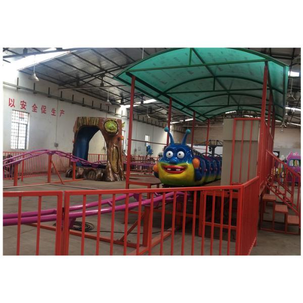 12 Players Kids Amusement Rides , Fruit Worm Mini Roller Coaster Ride 6 Carriages