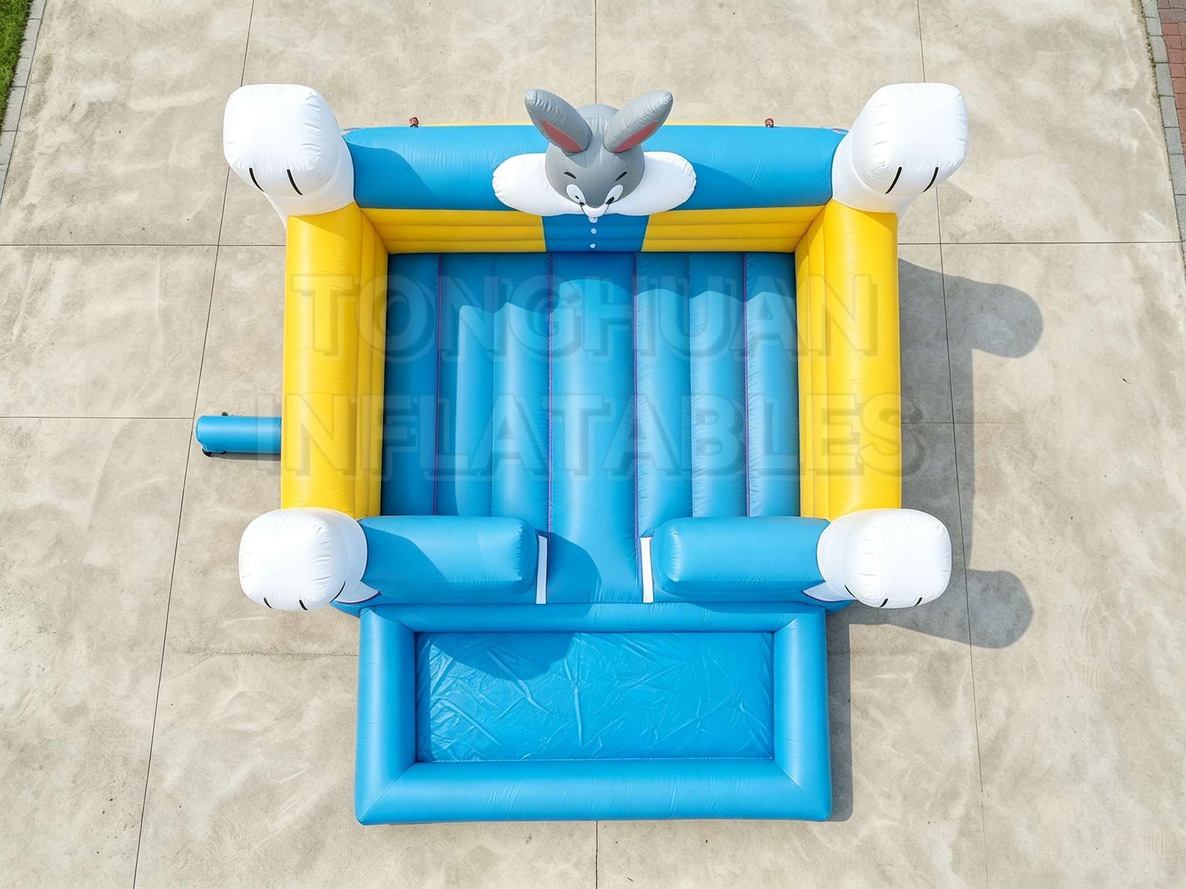 Rabbit Theme Inflatable Bouncer with Cartoon Bunny Head and Bright Colors for Kids Parties Schools and Rentals