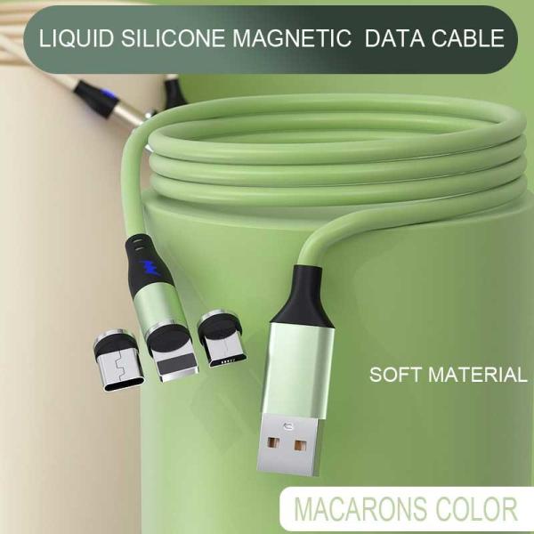 5V 4.5A OD 3.5mm Magnetic Fast Charging Cable 3 In 1 Liquid Silicone