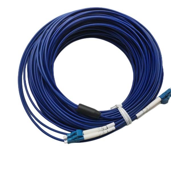 Armored Tactical Fiber Cable 3.0mm LSZH Black Jacket LC To LC Patch Cord