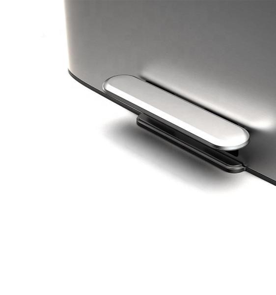 11.5L*2 Stainless Steel Soft Close Square Pedal Trash Bin for Living Room and Office Silver Foot Pedal Structure Design
