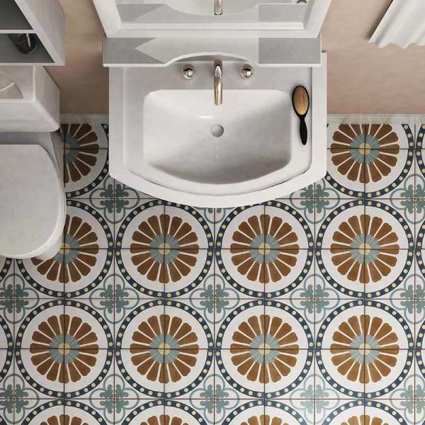 Brown Blue 20x20cm Ceramic Rustic Tile for Kitchen Floor