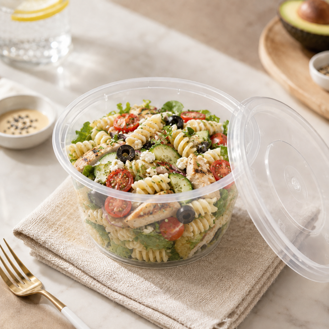999ml Tall Round PP Disposable Soup Bowls Secure Lids for Large Portions