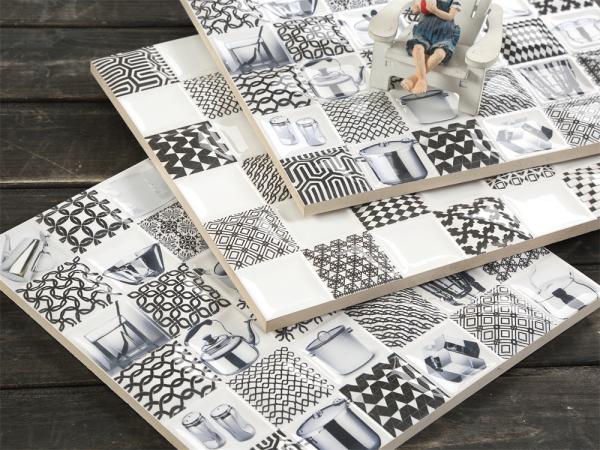 30x30cm Black and White Encaustic Ceramic Rustic Tile