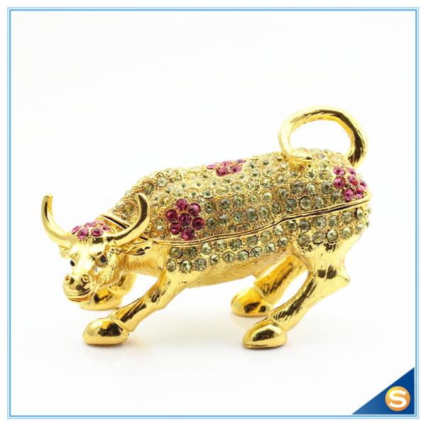 Wall Street Full Of Rhinestone Lucky Cattle Trinket Box Decoration Animal Trinket Box SCJ415