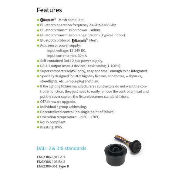 Zhaga Book18 Based SILVAIR Bluetooth Mesh to DALI converter, self-contained 