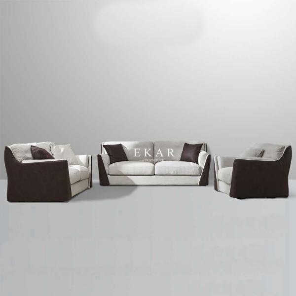 Leather and Fabric 6 Seater Modern Living Room Sofa Set AW-ES17-1733