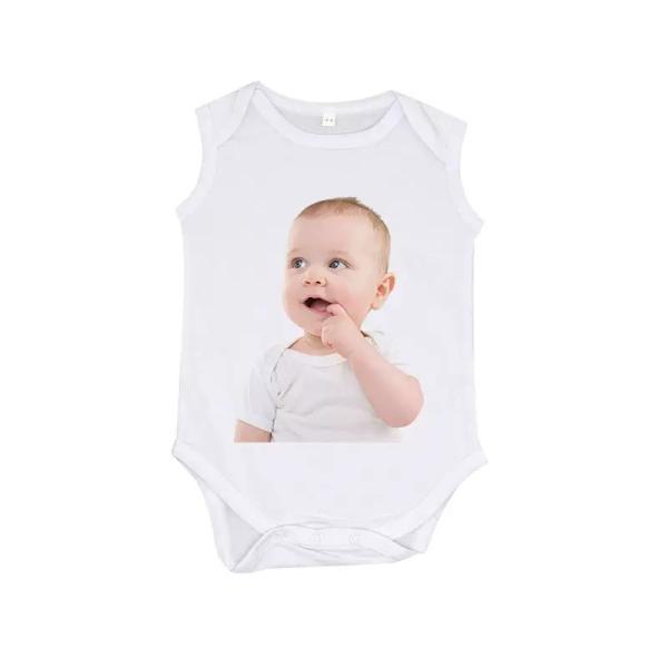 Sleeveless White Newborn Rompers Crawl Suit For Sublimation Photos Printing