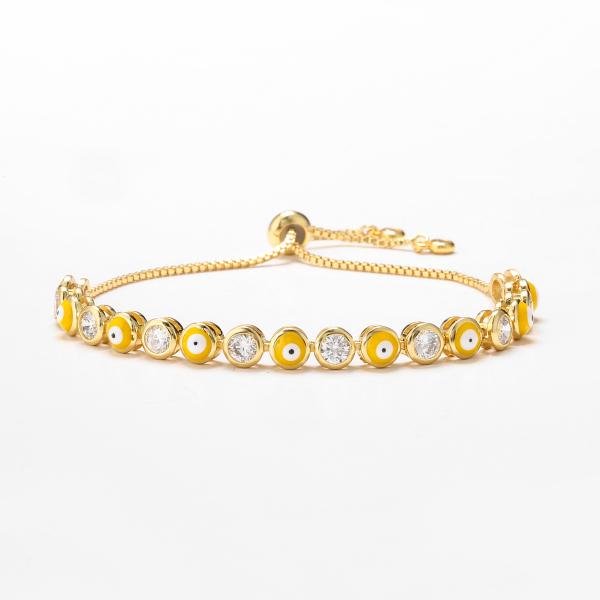 Браслет Bangle цепи связи Zricon дурных глазов масла падения браслета золота девушек 24k женщин