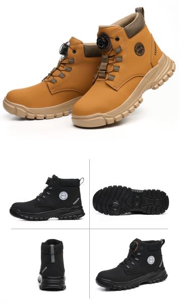 Wheat Security Work Boots Microfiber Leather Safety Boots With Stab-smash Steel Toe Kevlar Midsole And EVA Sole