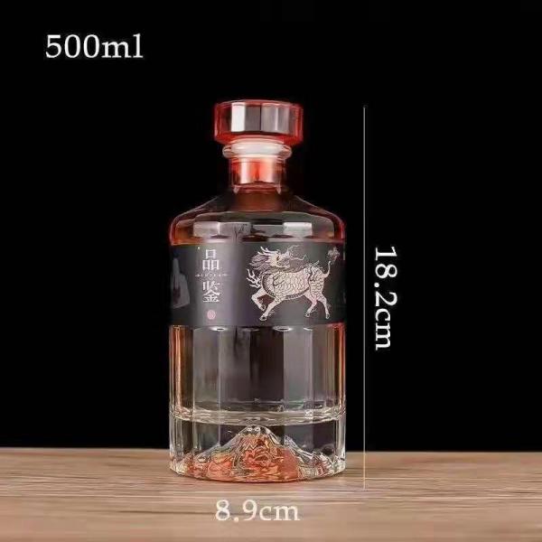 Collar Material Super Flint Material 700ml Empty Clear Alcohol Rum Whisky Spirit Vodka Glass Bottle for Liquor