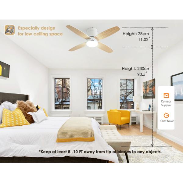 2- 1stshine 42 polegadas Smart Remote LED ventilador de teto com 4 lâminas reversíveis e motor