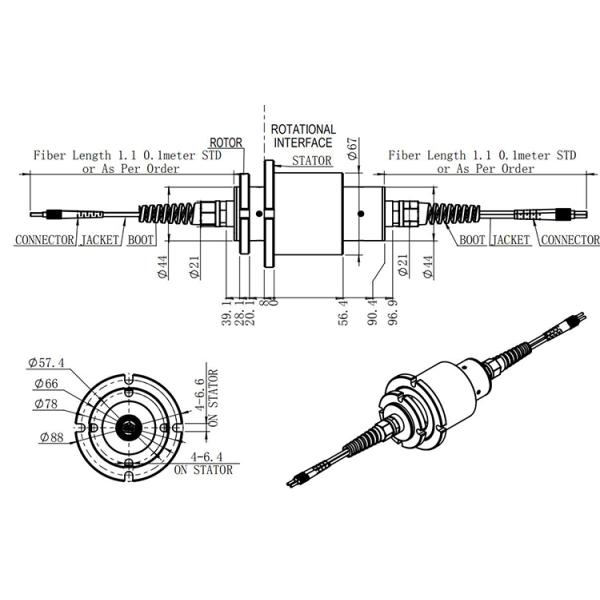 16 Channel 850-1550nm 300rpm Rotary Joint Electrical Connector