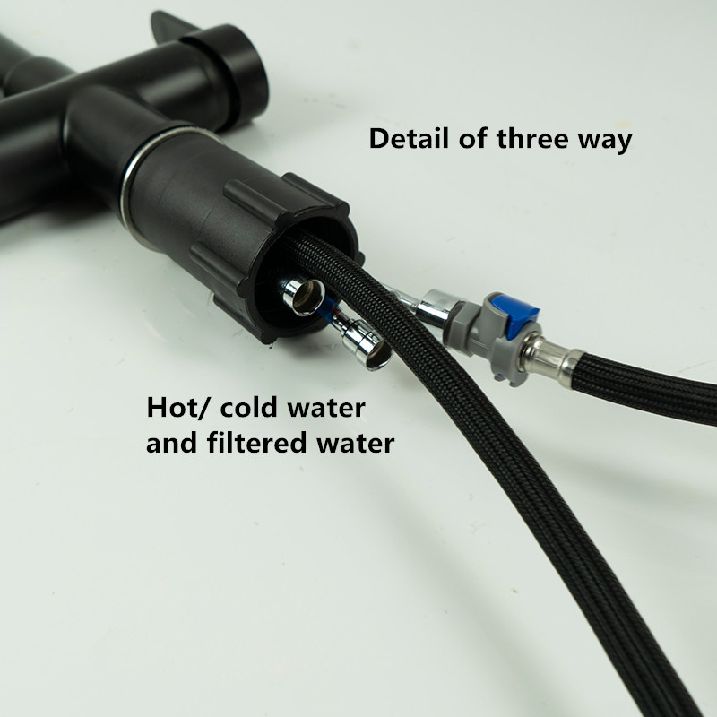 Черный Faucet питьевой воды 3 путей с фильтрованной водой H410 XW225mm