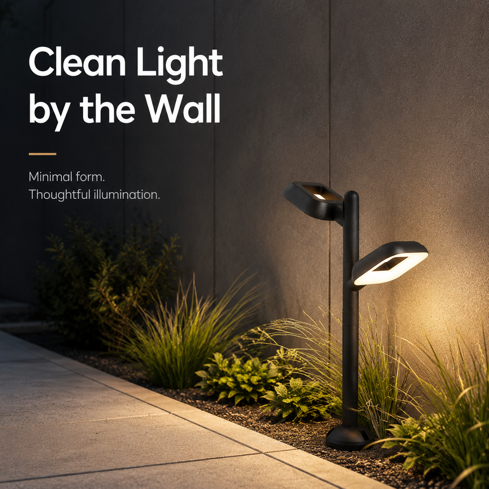 24W Dual Head LED Garden Lights 3000K Aluminum Housing LED Landscape Bollard Light