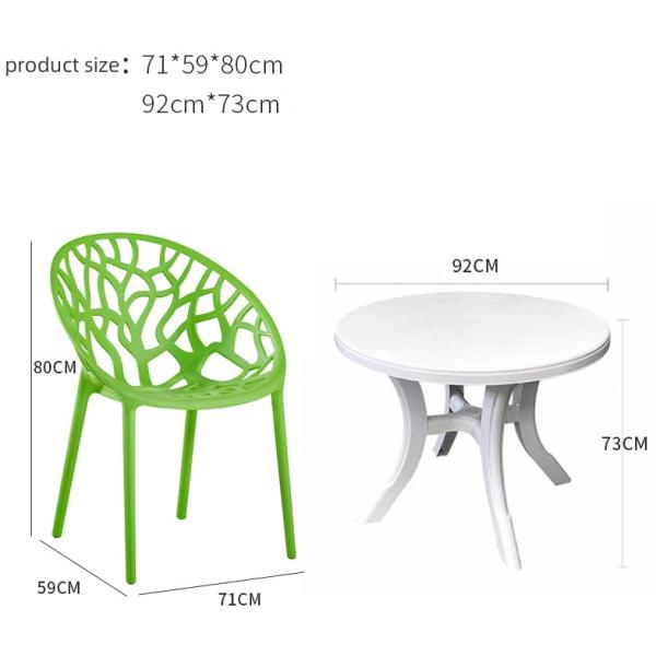 Outdoor Table and Chair Set Modern Plastic Furniture for Comfortable Restaurant Dining