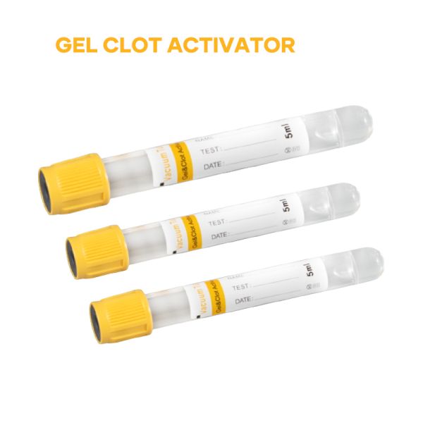 PET Plastic Or Glass Yellow Cap Blood Tube Gel Clot Activator For Biochemistry