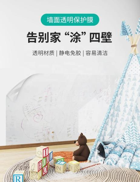 Transparent Electrostatic Protective Film for Wall Drawing Board Easy to Clean 61cm *2m Roll Size