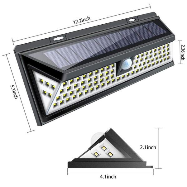 IP65 Outdoor Solar LED Wall Lights sensor Three Side Luminous Wide Irradiation