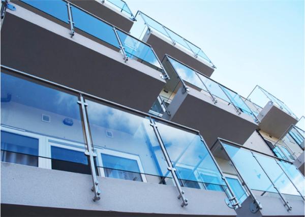 Side Mount Stainless Steel Glass Railing Systems With 10mm / 12mm Tempered Glass