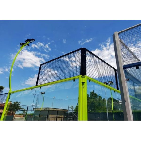 66Ft By 33 Ft Competition Paddle Tennis Court for Outdoor Use Custom Panoramic Model with Steel and Glass Materials