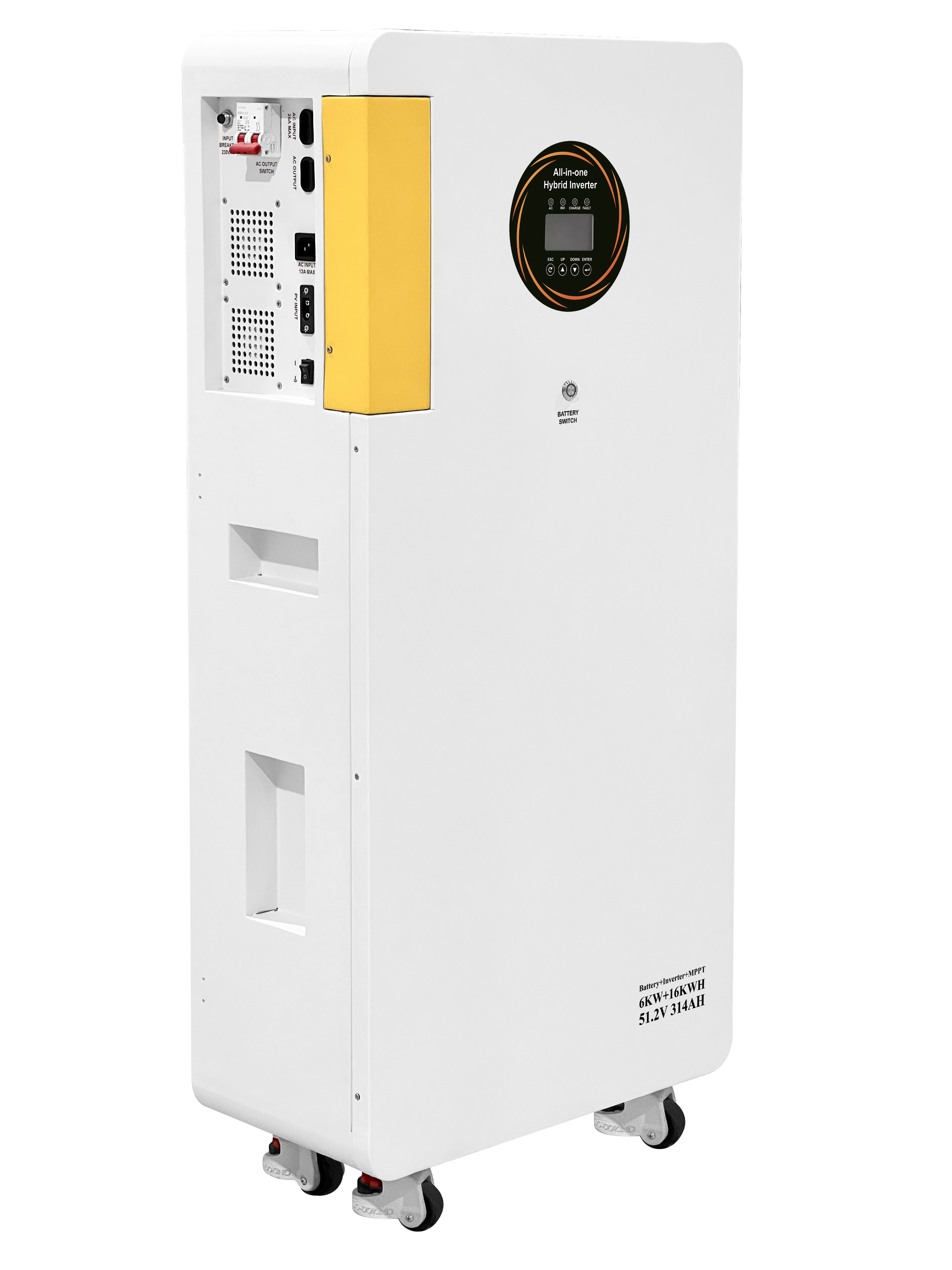 6KW 16KWh All‑in‑One Movable ESS,51.2V LiFePO4 Battery,MPPT Solar Input,Long‑life Cycles Off‑Grid Home Energy Backup