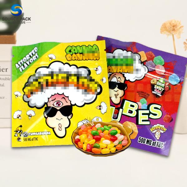 THC Mylar Weed Packaging Gummy Candy Packaging With Zipper Glossy Finish