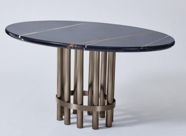 Restaurant Wooden Dining Room Tables Luxury Oval Shape Port Laurent Marble Top