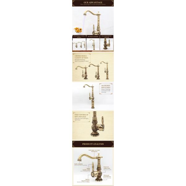 Antique Design Chorme Plating One-Handle Faucet for Kitchen Countertop Installation