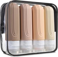 Dark Apricot Silicone Travel Toiletry Bottles Kit 90ml TSA Approval