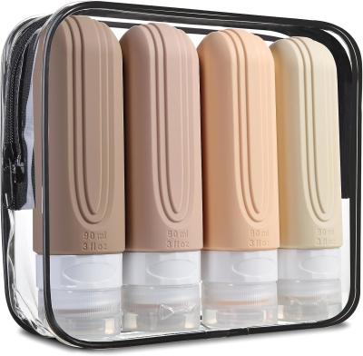 Dark Apricot Silicone Travel Toiletry Bottles Kit 90ml TSA Approval