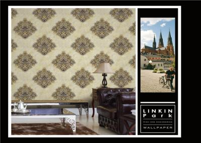PVC Classic Vintage Style Floral Wallpaper , Vintage Living Room Wallpaper Non Toxic