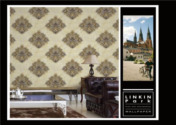 PVC Classic Vintage Style Floral Wallpaper , Vintage Living Room Wallpaper Non Toxic