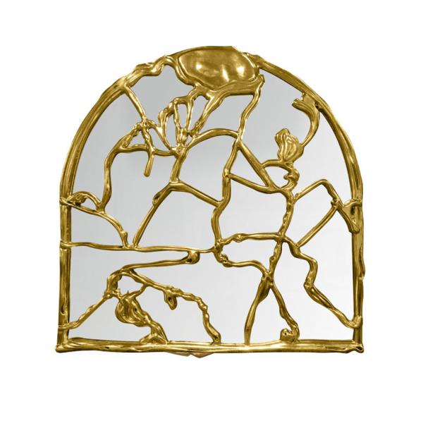 Full Length Hanging Brushed Brass Mirror 100x200cm Decorative