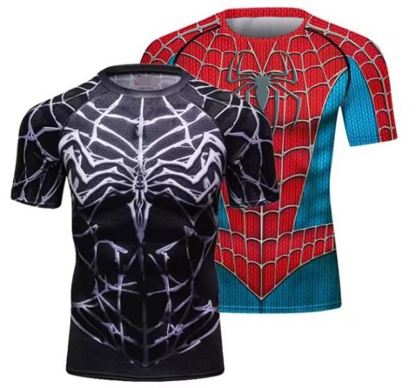 Manga curta Sublimação Camisa de compressão Bjj MMA Usar Cosplay Roupa de super-herói