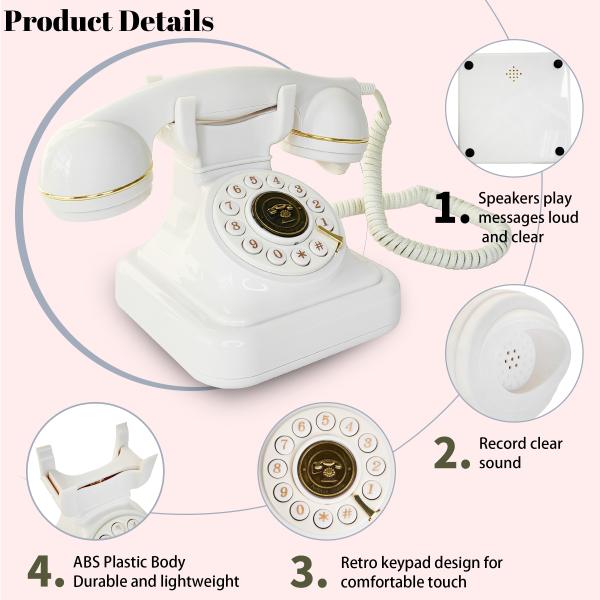 FiayaCom Powerful Audio Guest Book Wedding Phone with Unlimited Storage Capacity and Rechargeable Battery