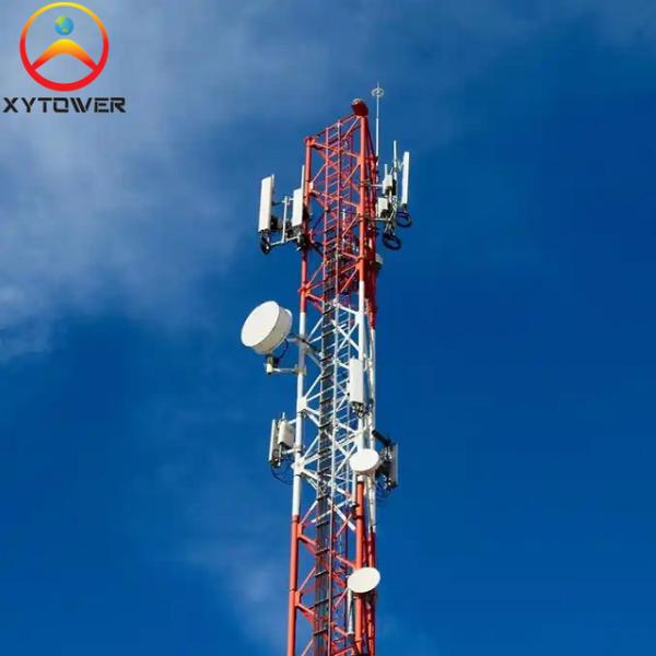 Galvanized 3 Legs Triangular Radio Mast Telecom Self Supporting Angle Steel Lattice Tube Tower