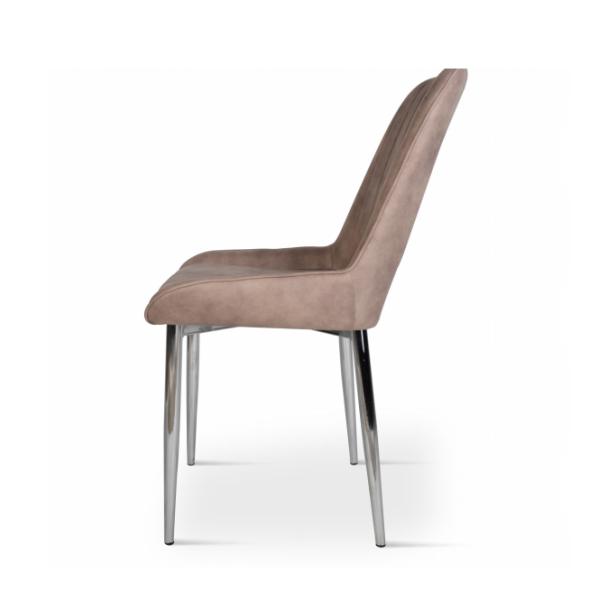 860mm Upholstered Leather Chrome Steel Frame Dining Chair