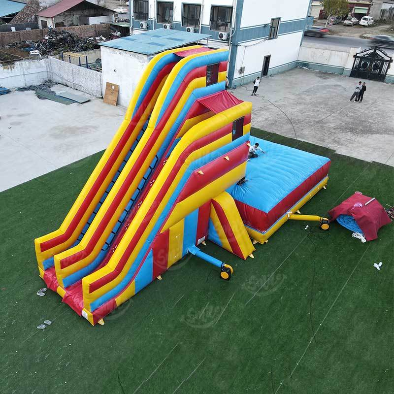 Commercial Grade Inflatable Stunt Jump with Big Airbag Landing Pad Climbing Slide for Party Rental Business