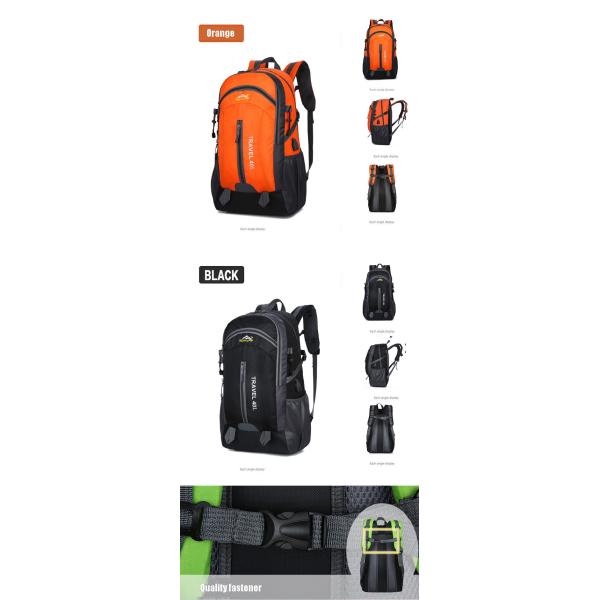 Orange 40L Waterproof Backpack 55cm Camping Travel Backpack With USB Charge Hole