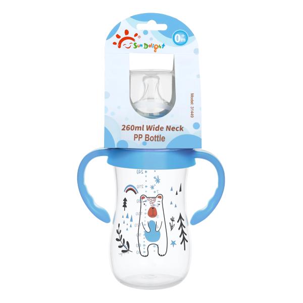 9 oz/ 260 ml PP Wide Neck Baby Feeding Bottle