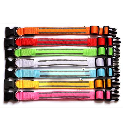 Anti Loss Glowing Dog Collars Polyester Luminous Dog Collars Feature Lights