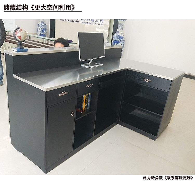 Cashier Checkout Reception Desk Custom Design for Stainless Steel Store Counter Table
