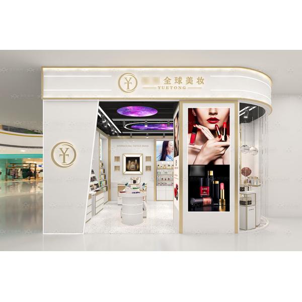 Powder Coated Beauty Shop Furniture Fitting Glass Wooden Gondola Shelving