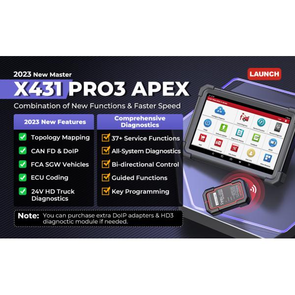 2024 Lançamento X431 PRO3 APEX 10 polegadas Scanner de diagnóstico