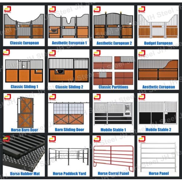 14ft*14ft European Horse Stalls 38mm Bamboo Metal Material Galvanised