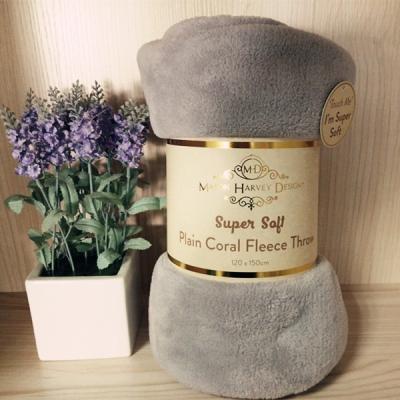 Polyester Super Soft Plain Coral Fleece Throw Blanket For Hotel / Office Customized Size