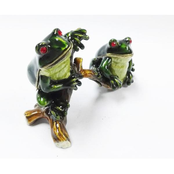 Cute frog metal rhinestone box wholesale frog jewelry boxes custom jewelry boxes