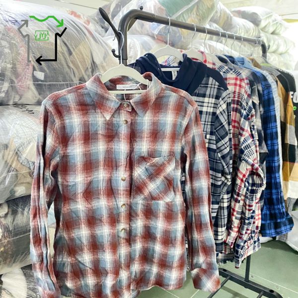 Grade A Second Hand Coats Used Winter Check Shirts Mixed Colors For Men Women